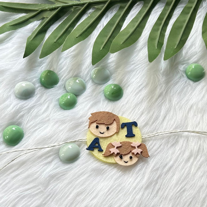 Babble Wrap Handmade Felt Rakhi With Initials - Partner In Crime