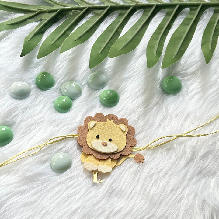 Babble Wrap Handmade Felt Rakhi With Initials - Roar