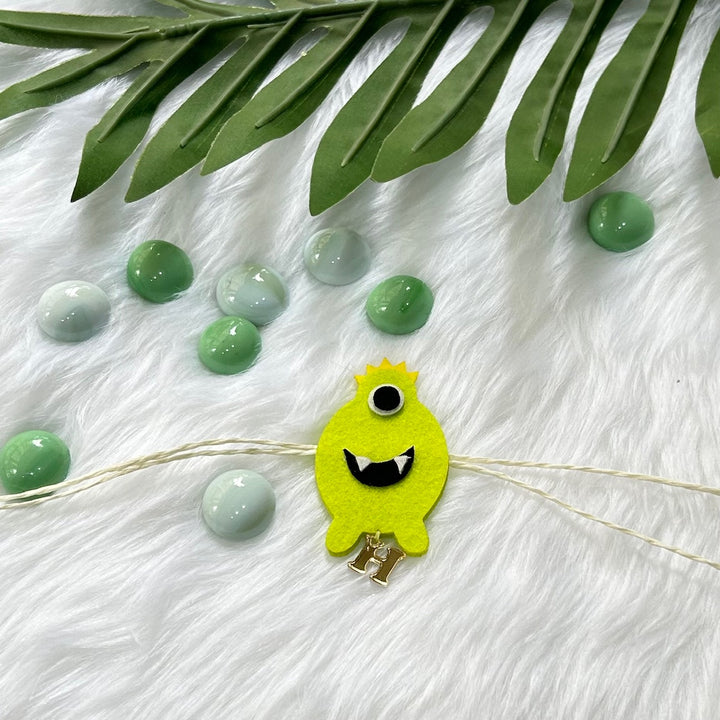 Babble Wrap Handmade Felt Rakhi With Initials - Spooky Monster