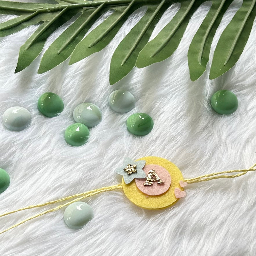 Babble Wrap Handmade Felt Rakhi With Initials - Star Struck
