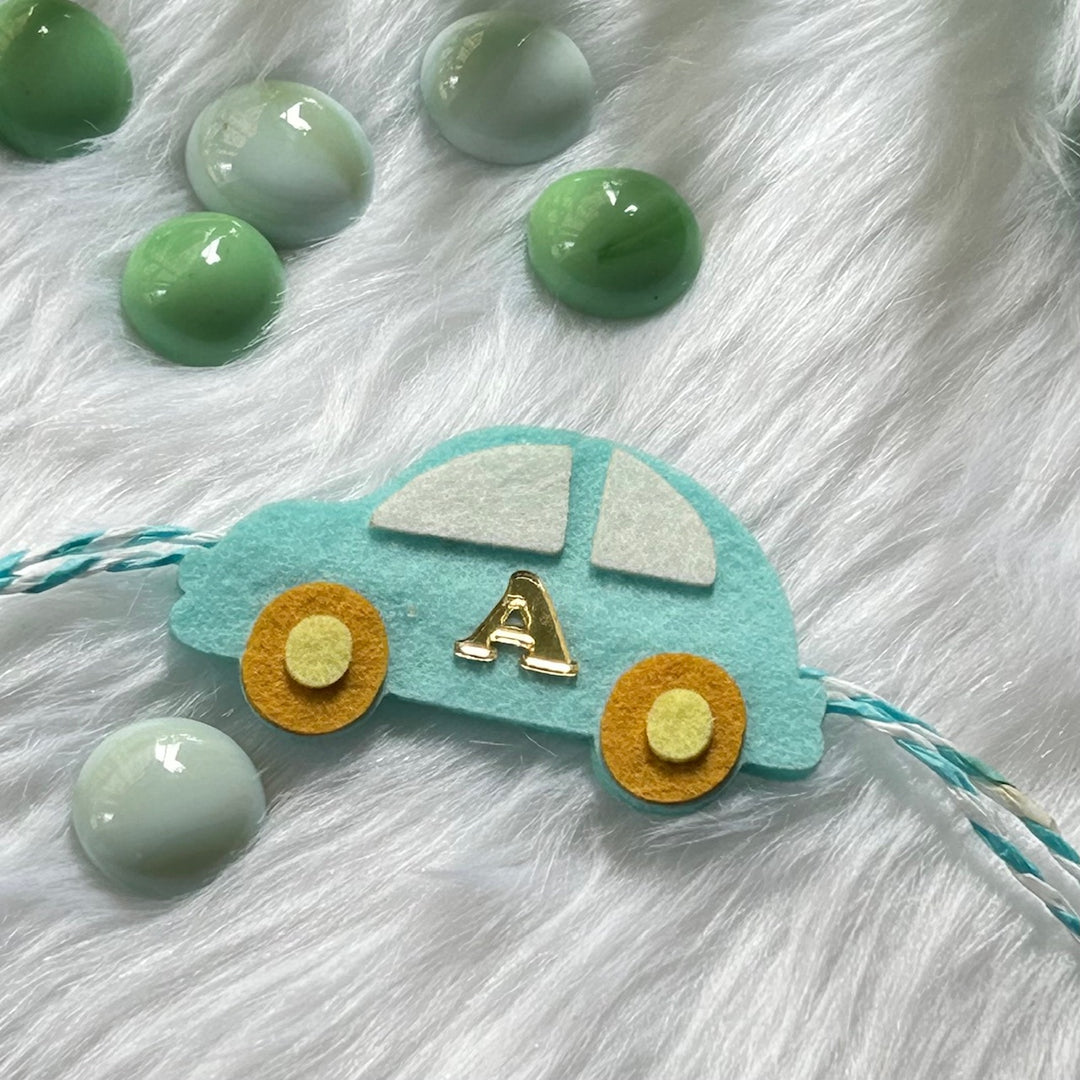 Babble Wrap Handmade Felt Rakhi With Initials - Vroom