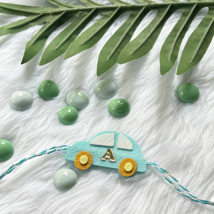 Babble Wrap Handmade Felt Rakhi With Initials - Vroom
