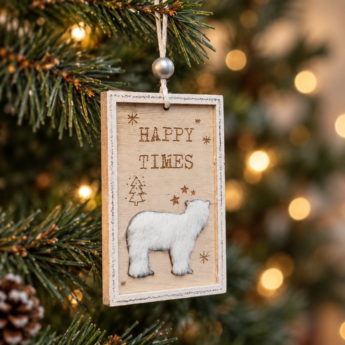Happy Times Furry Bear Ornament