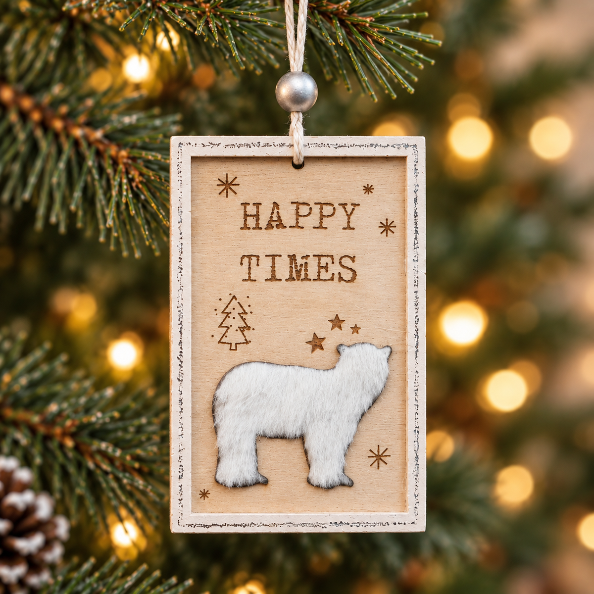 Happy Times Furry Bear Ornament
