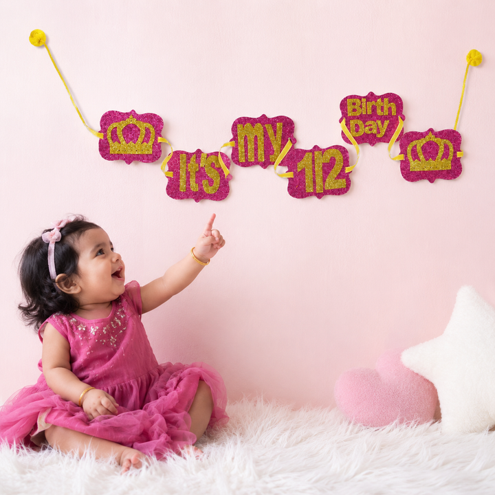 Happy Half Birthday Bunting - Pink and Gold