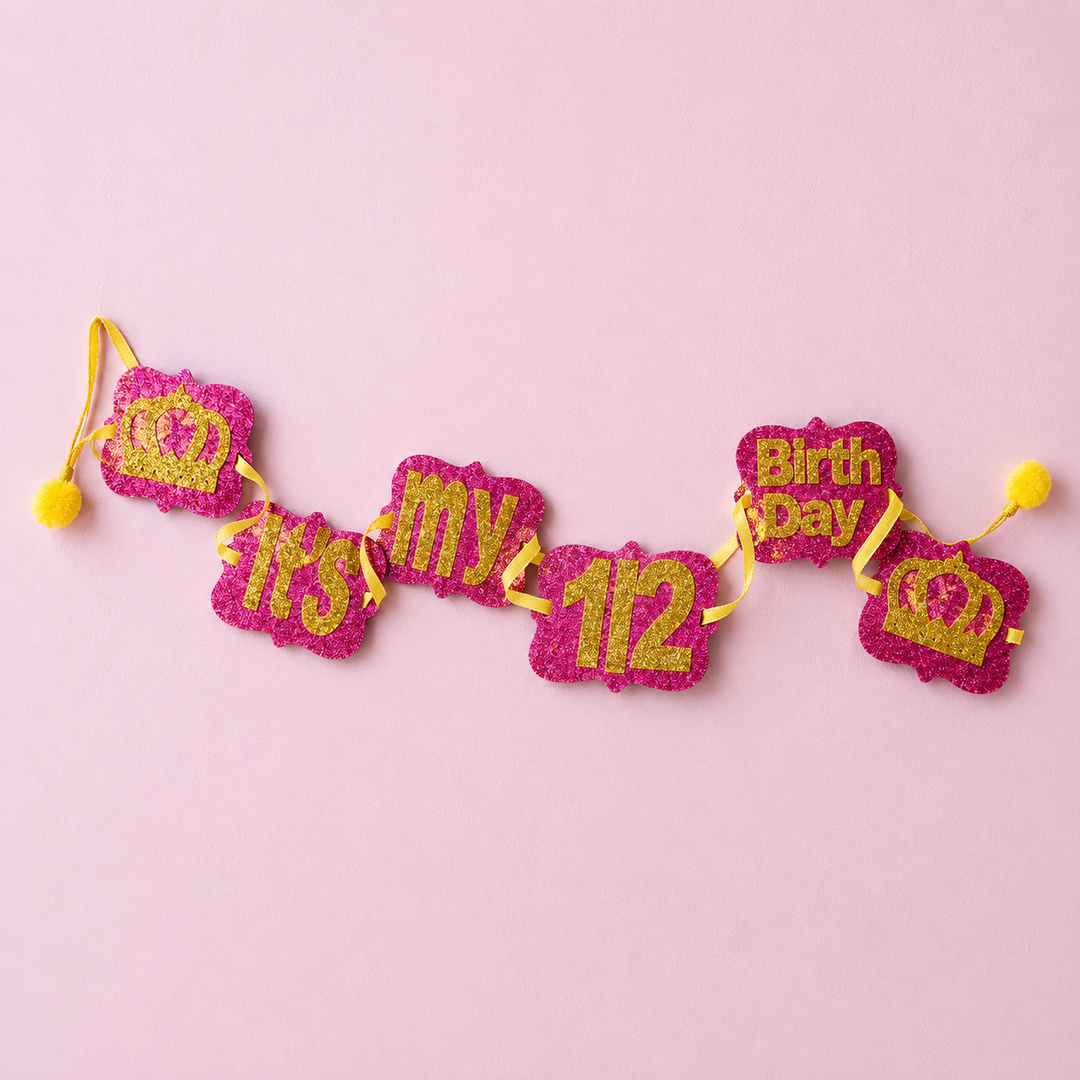 Happy Half Birthday Bunting - Pink and Gold