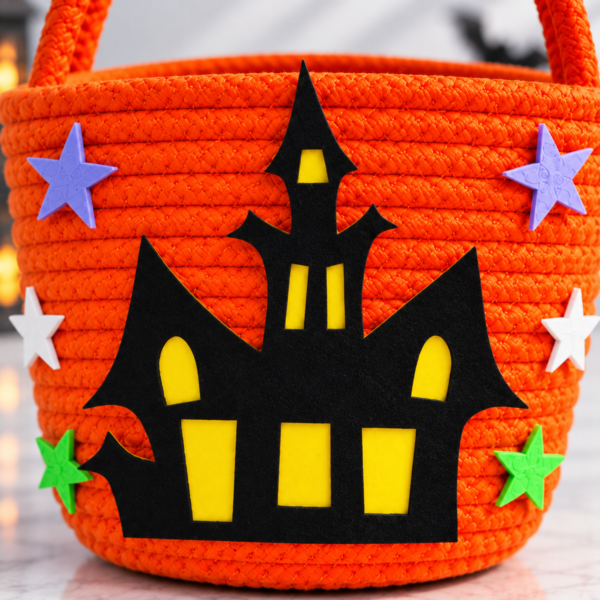 Haunted Castle Halloween Jute Basket