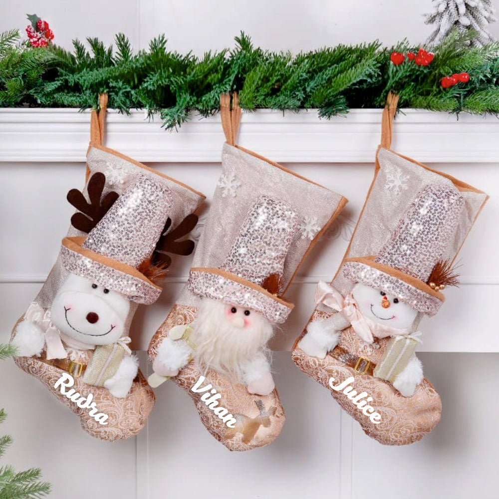Blush & Gold Wonderland Stocking - Santa