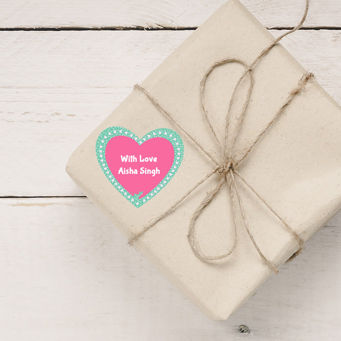 Personalised Gift Sticker - Love Heart - Set of 60