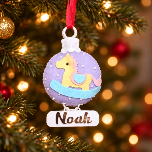 Holiday Carousel Horse Felt Ornament