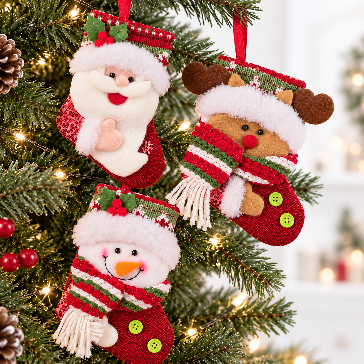 Holly Jolly Stocking Trio – Set of 3