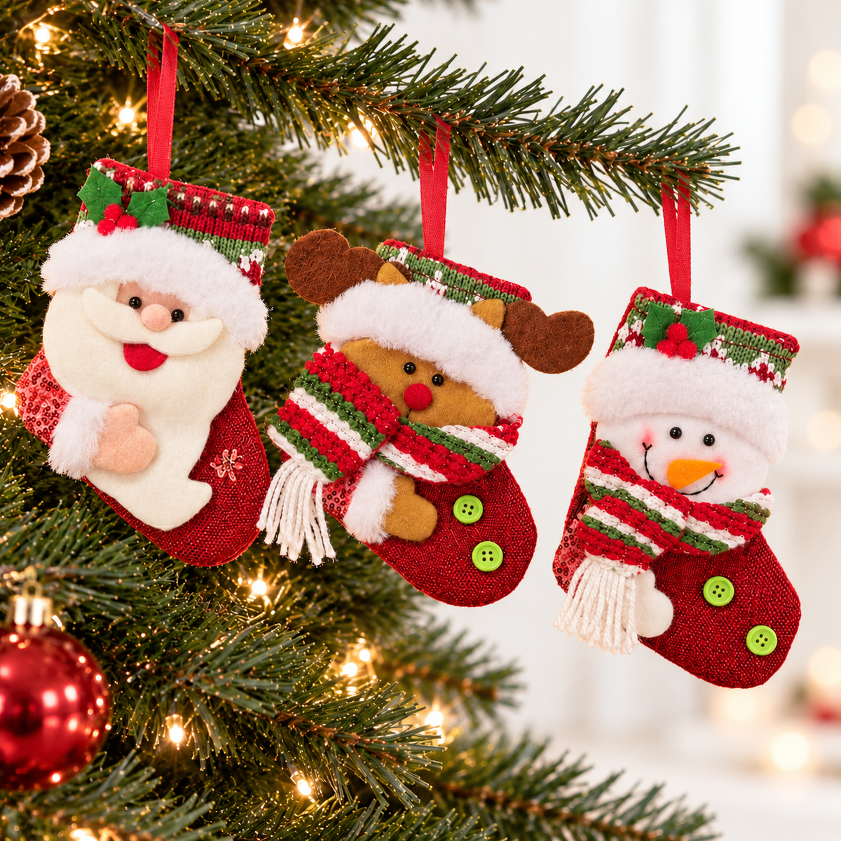 Holly Jolly Stocking Trio – Set of 3
