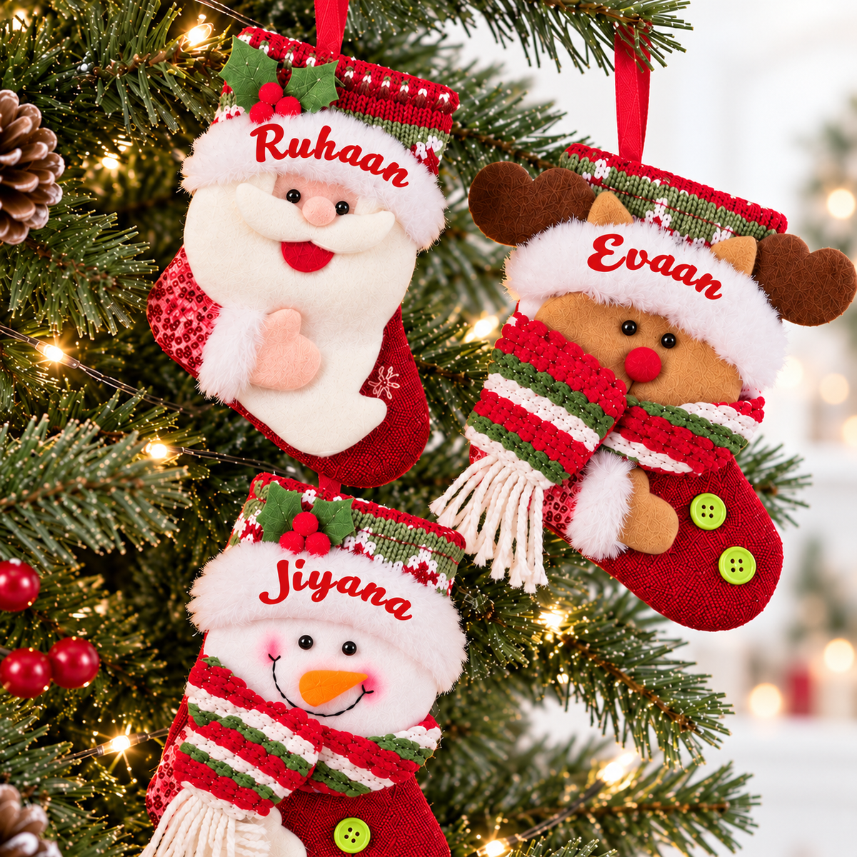 Holly Jolly Stocking Trio – Set of 3