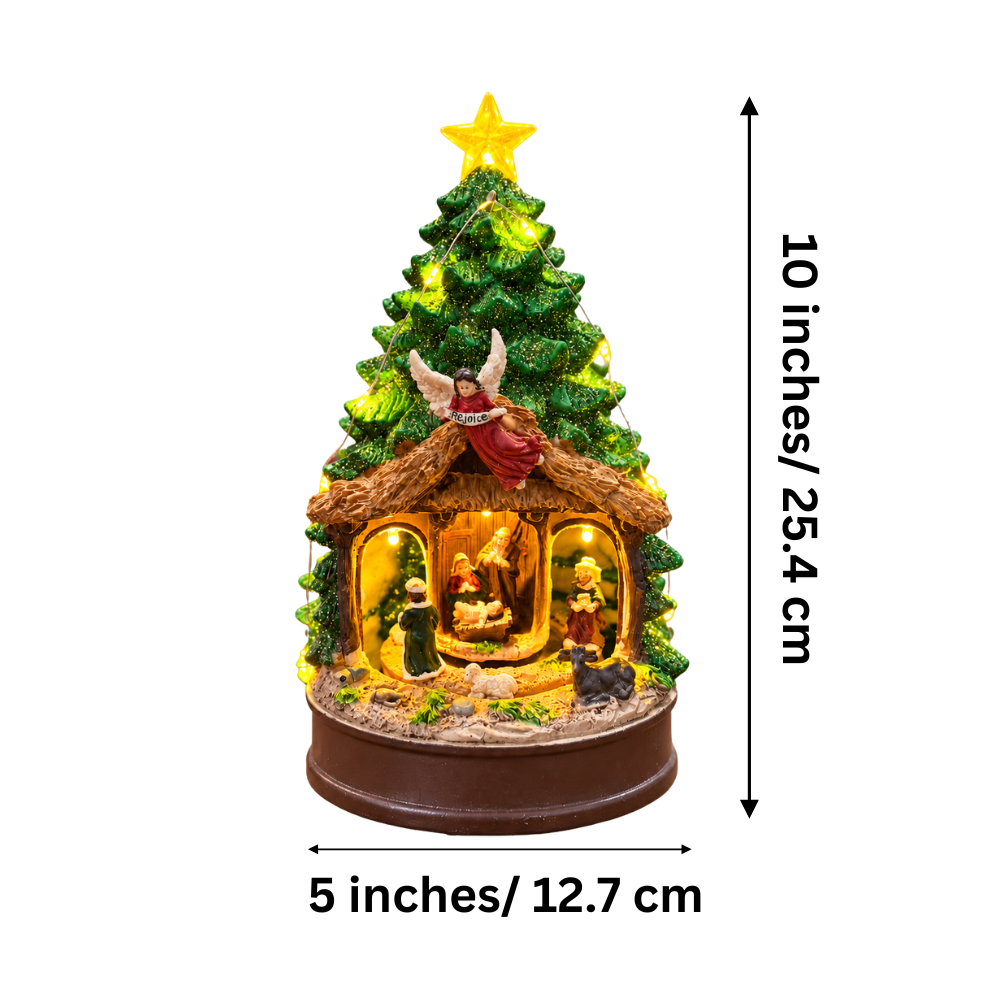 Holy Nativity Rotating Light-Up Christmas Tree