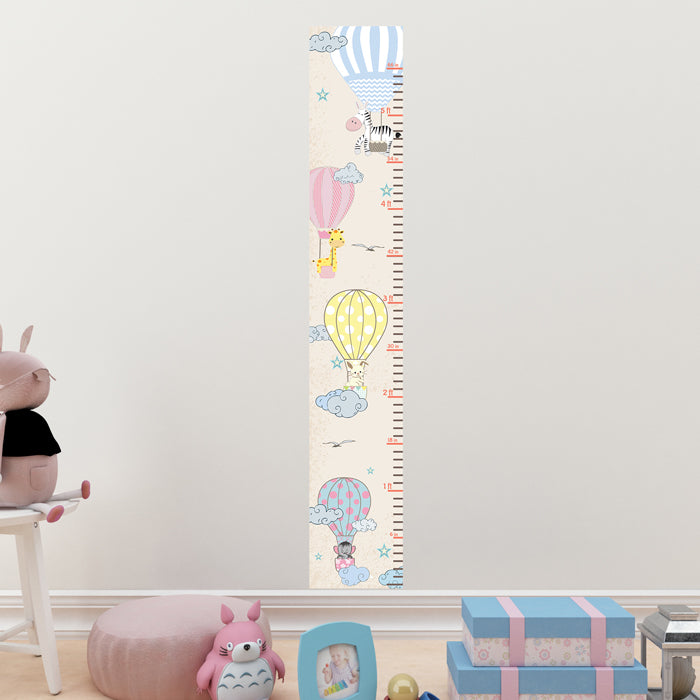 Hot Air Balloon with Cute Animals Height Chart Wall Sticker