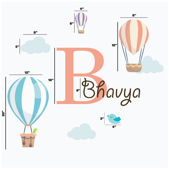 Hot Air Balloon Wall Name Sticker