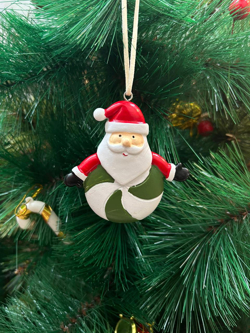 Babble Wrap Santa on a Wheel Ornament- Green