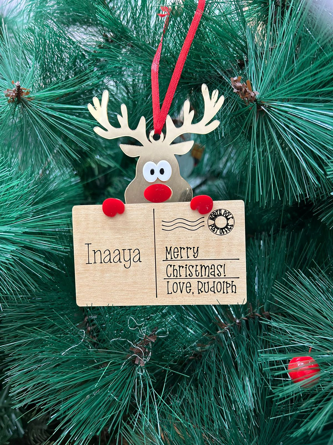 Babble Wrap Post Card Ornament - Rudolf