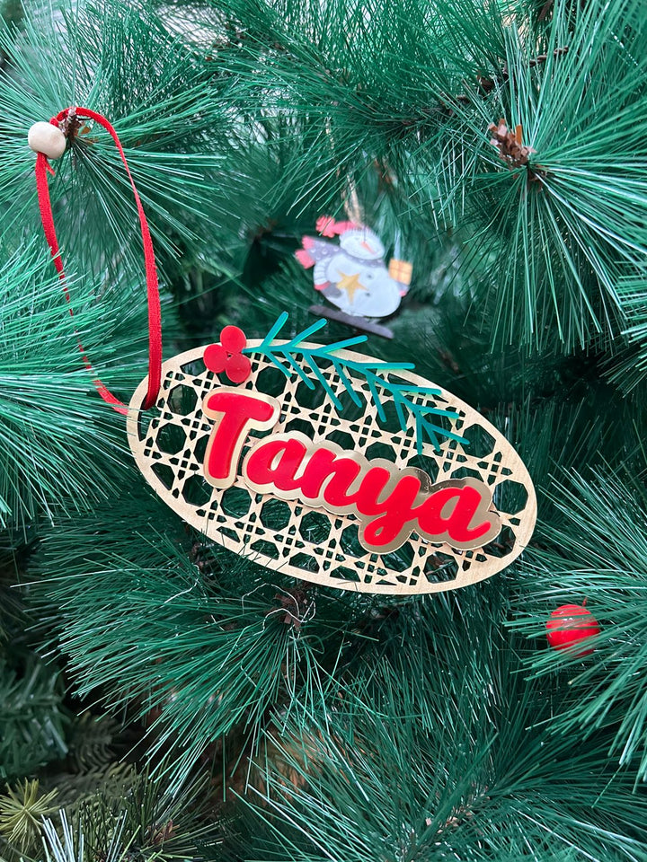 Babble Wrap Rattan Tag Ornament - Oval