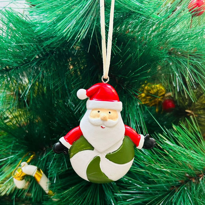 Babble Wrap Santa on a Wheel Ornament- Green