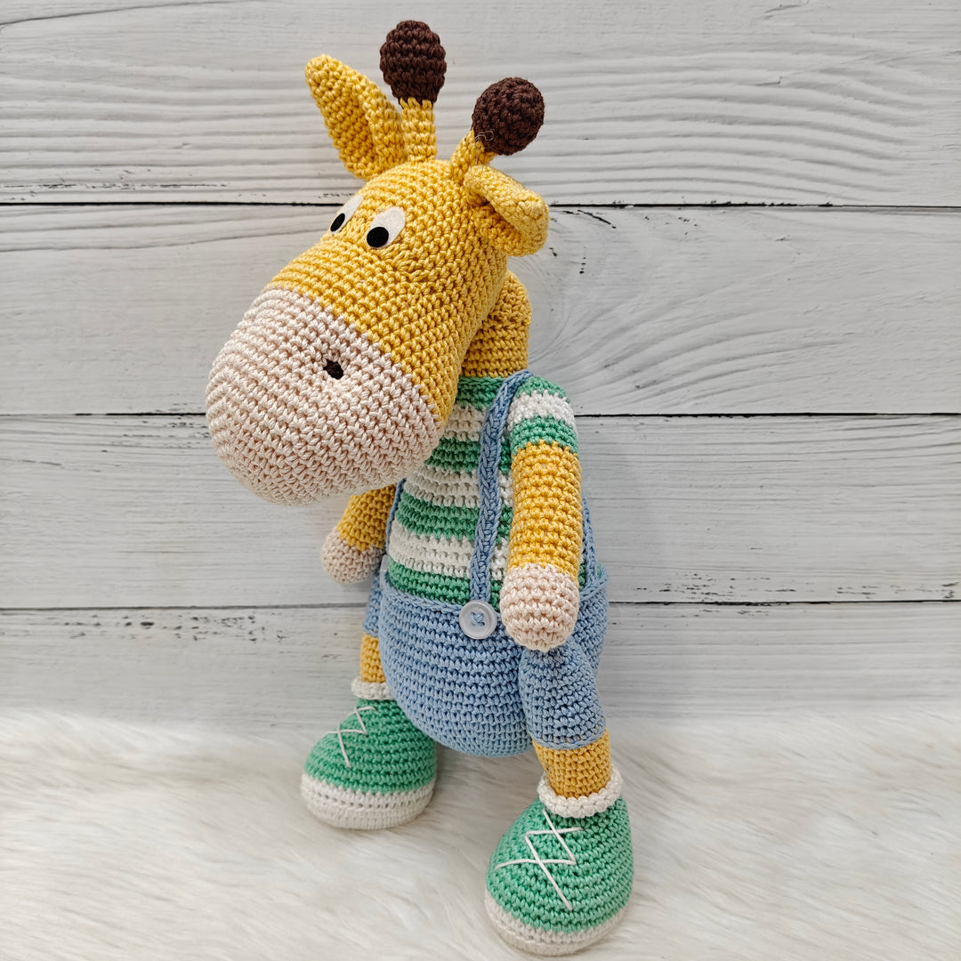 Crochet Toy- Griffin The Giraffe - Turquoise