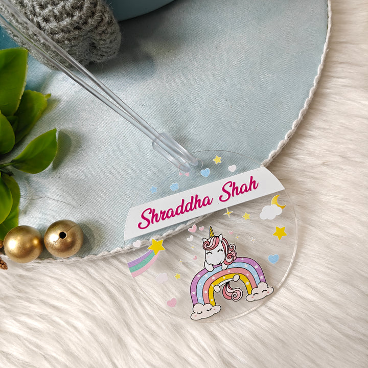 Acrylic Luggage Tag -  Sparkling Unicorn