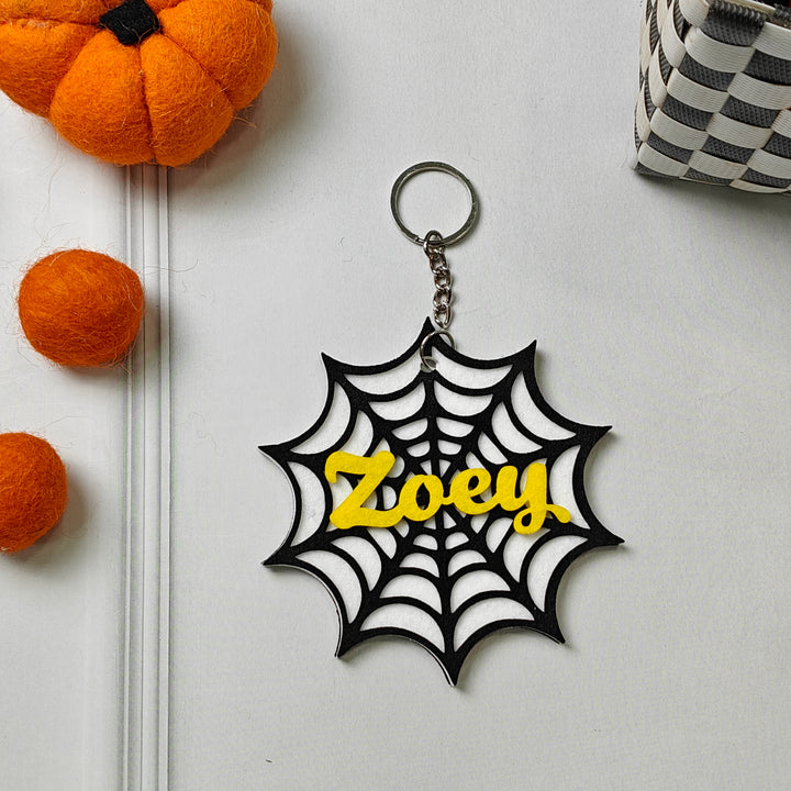 Personalized Halloween Keychain – Creepy Web
