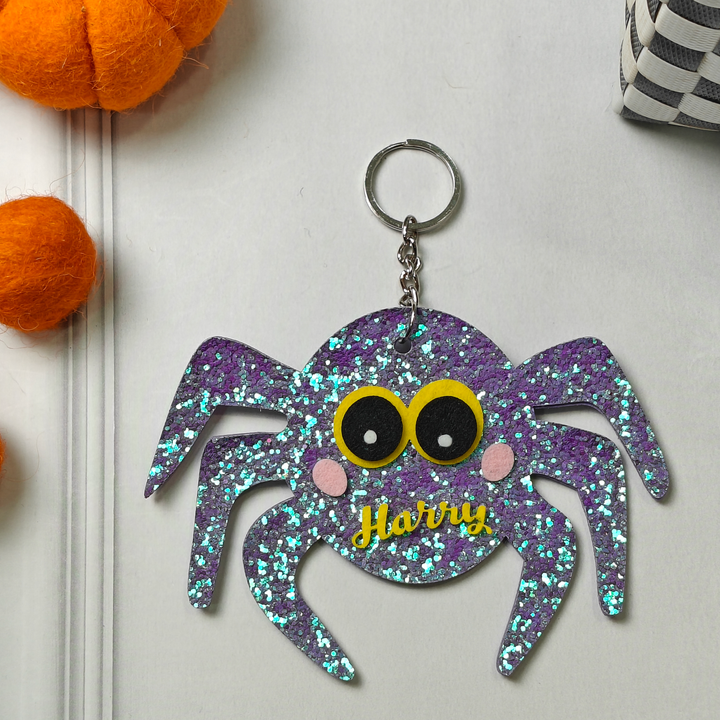 Personalized Halloween Keychain – Sparkle Spider
