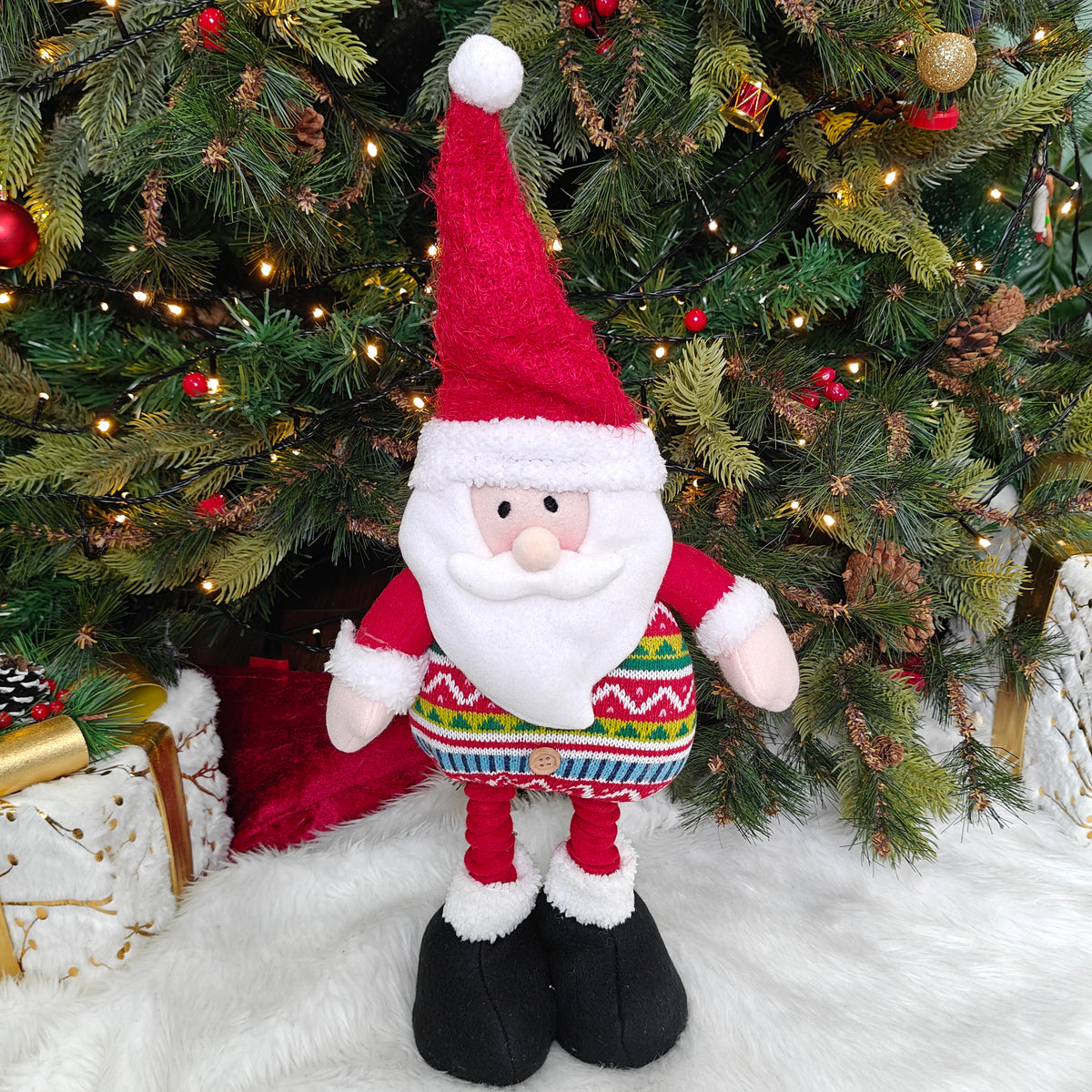 20.5"Cozy Knit Festive  -  Extendable Legs - Santa