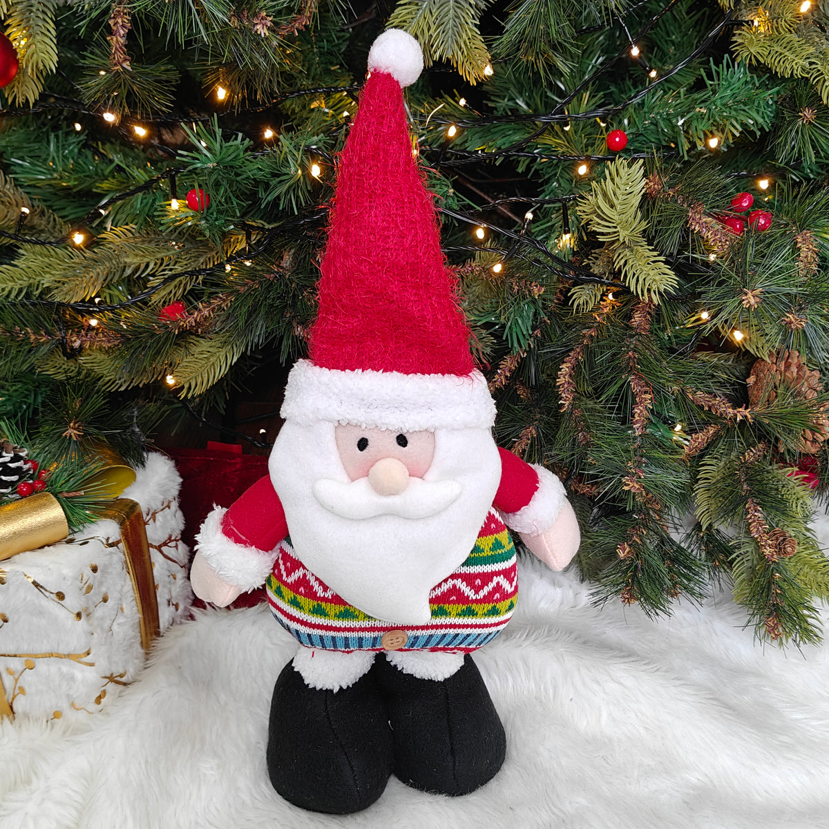 20.5"Cozy Knit Festive  -  Extendable Legs - Santa
