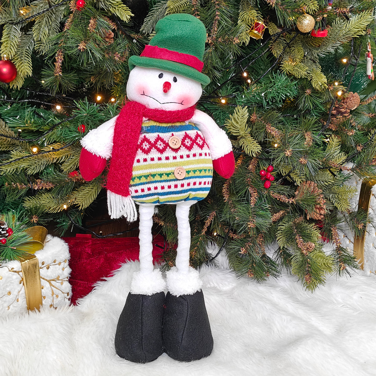 20" Cozy Knit Festive - Extendable Legs- Snowman