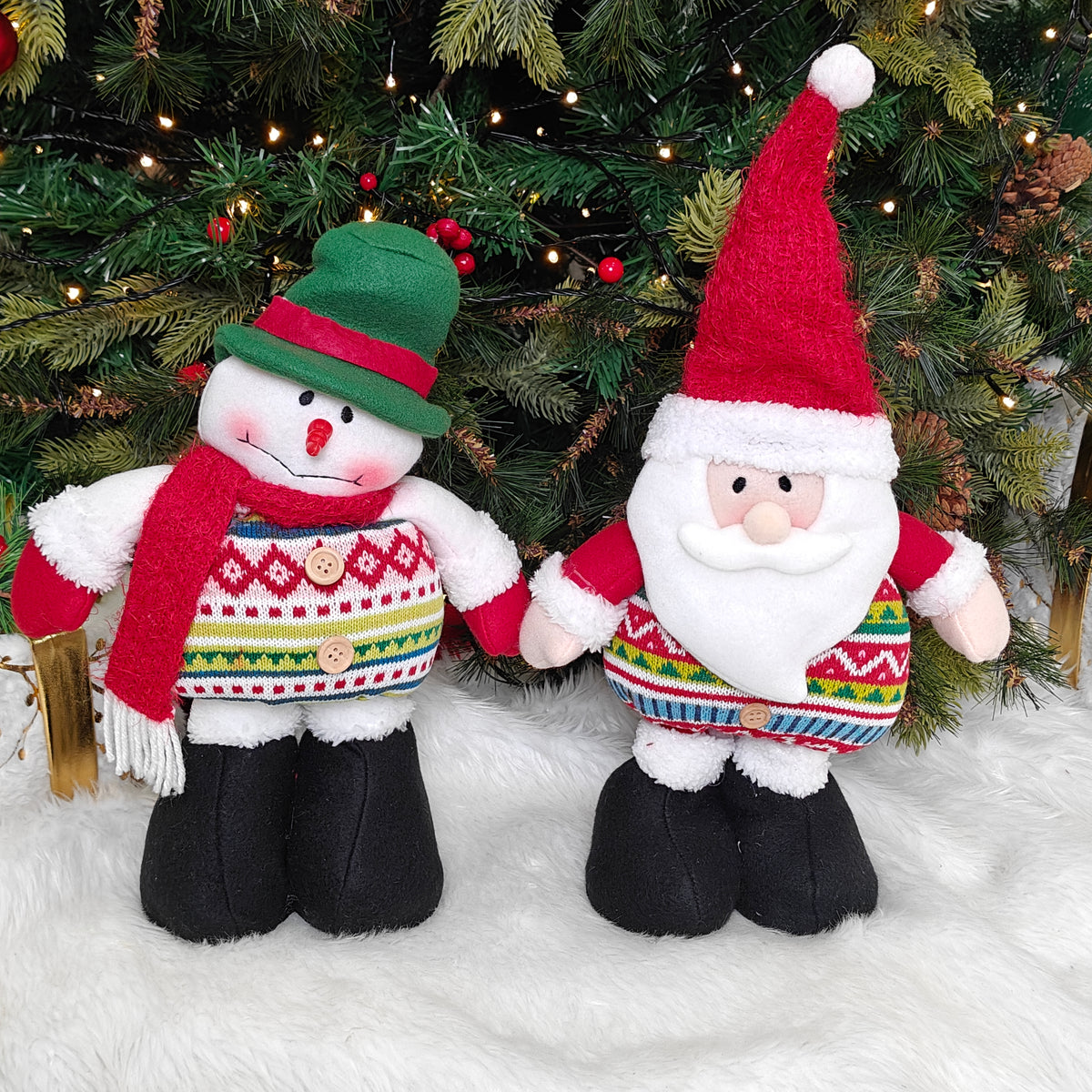 20.5"Cozy Knit Festive  -  Extendable Legs - Santa