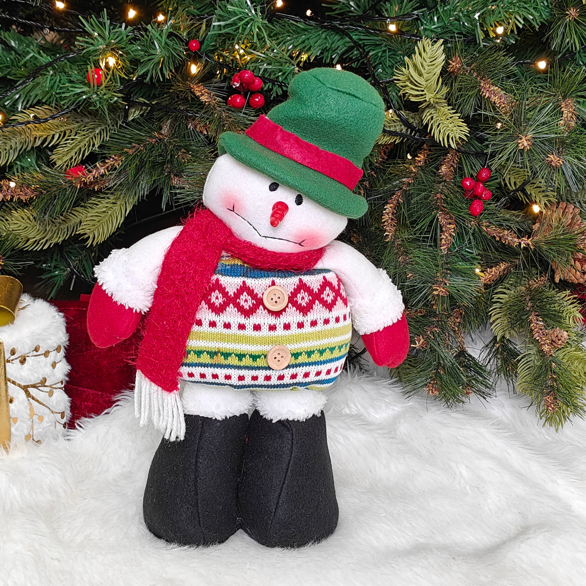 20" Cozy Knit Festive - Extendable Legs- Snowman
