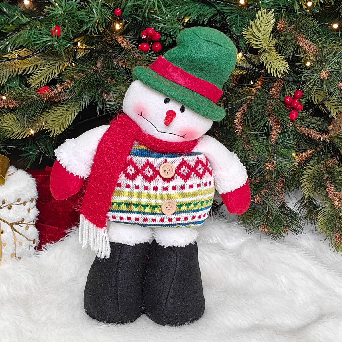 20" Cozy Knit Festive - Extendable Legs- Snowman