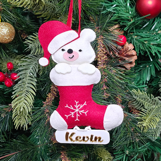 Snuggle Bear Stocking Felt Ornament