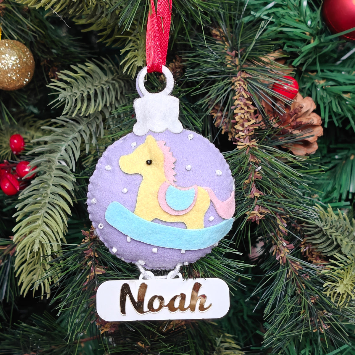 Holiday Carousel Horse Felt Ornament