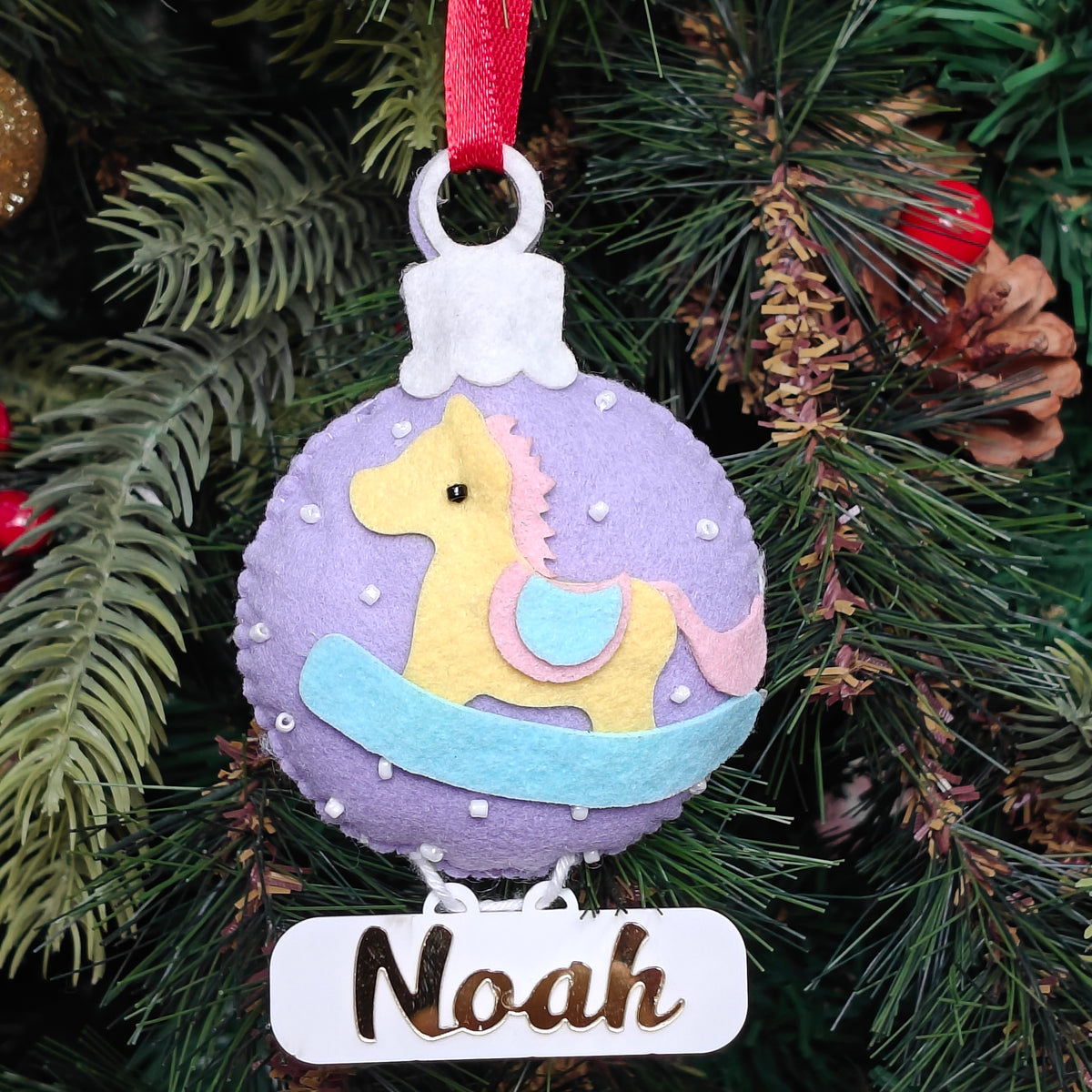 Holiday Carousel Horse Felt Ornament