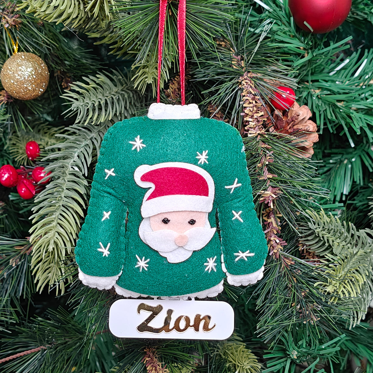 Santa Sweater Felt Ornament