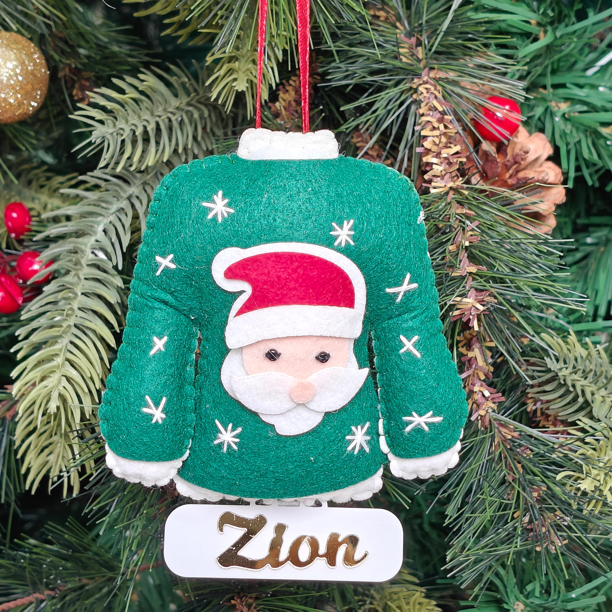 Santa Sweater Felt Ornament