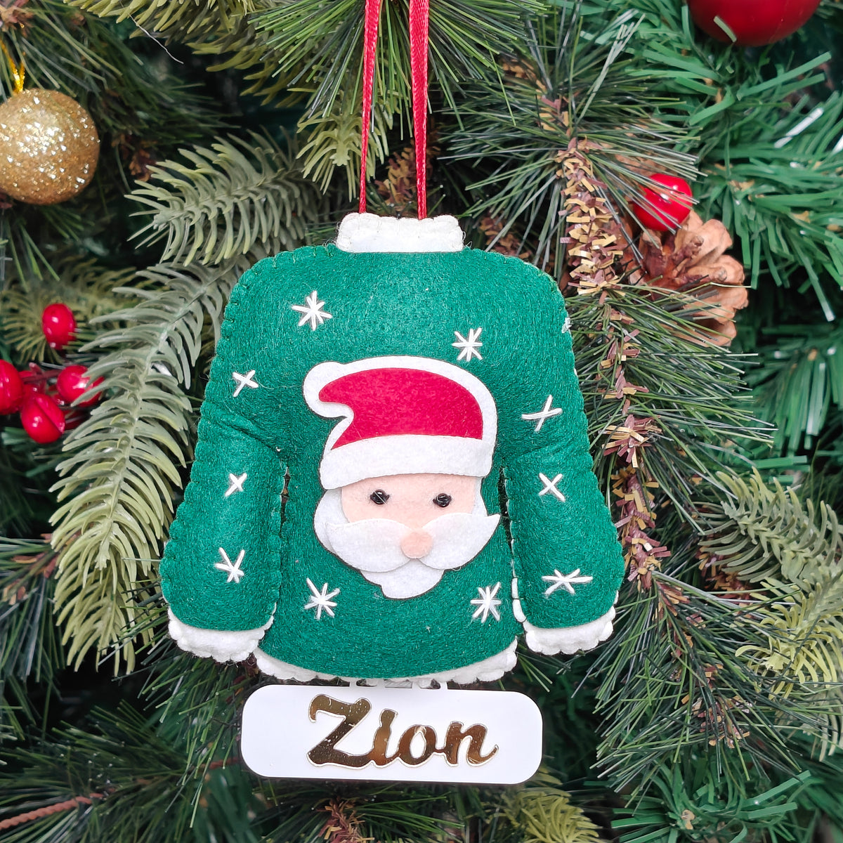 Santa Sweater Felt Ornament