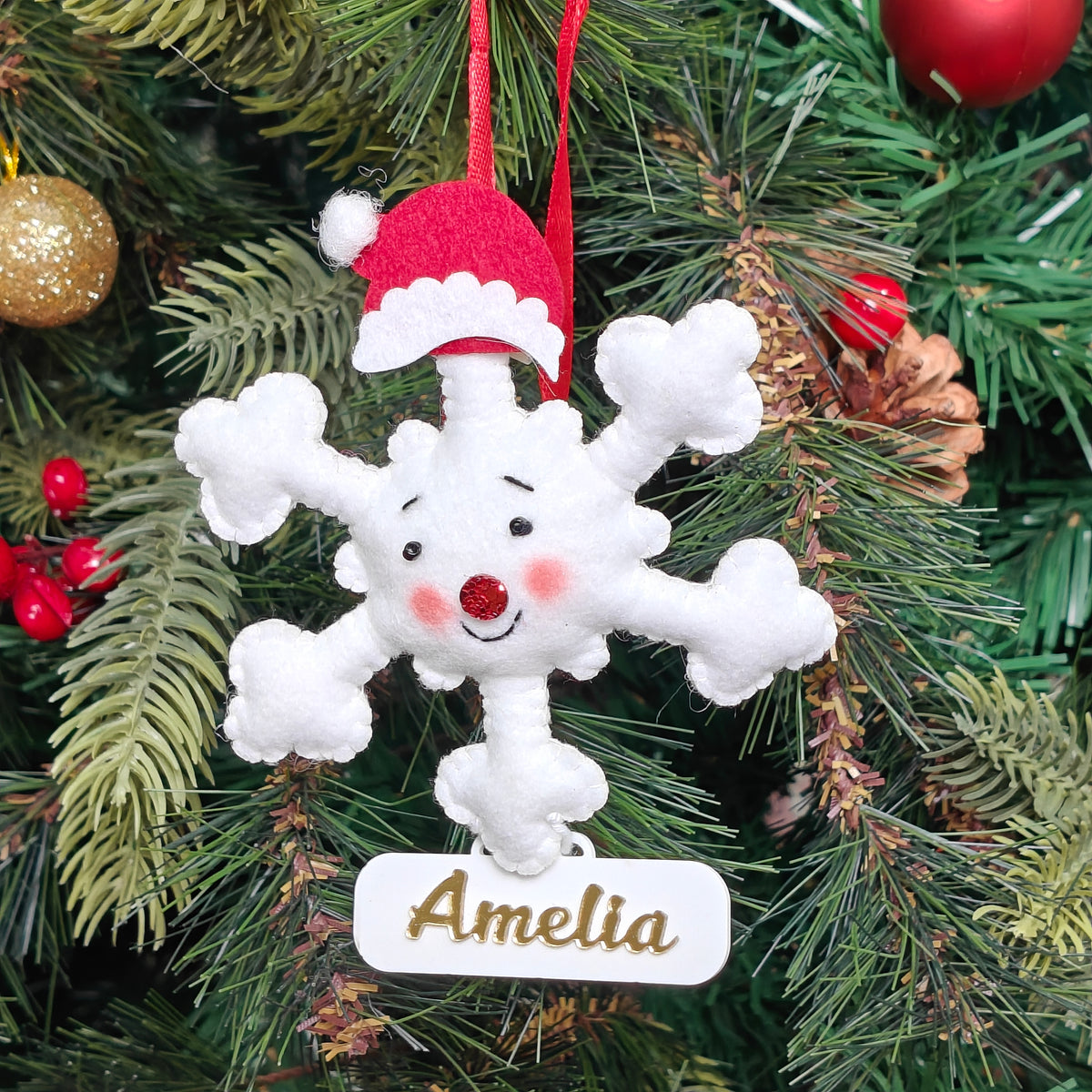 Happy Snowflake Felt Ornament