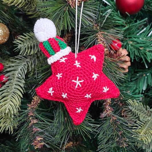 Jolly Knit Star Crochet Ornament