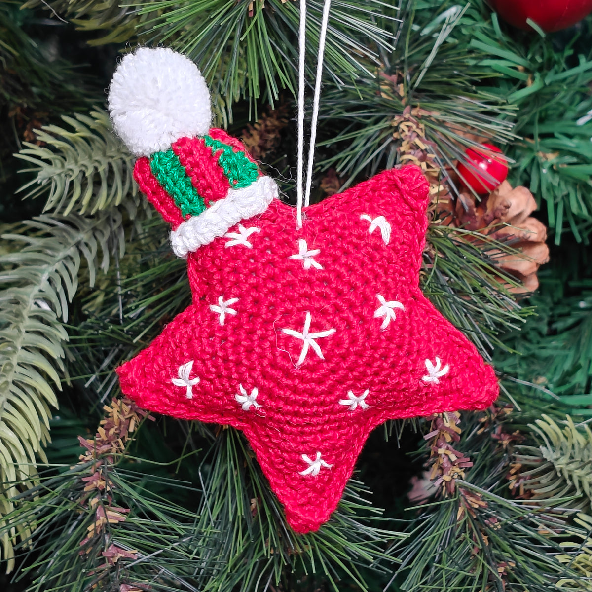 Jolly Knit Star Crochet Ornament