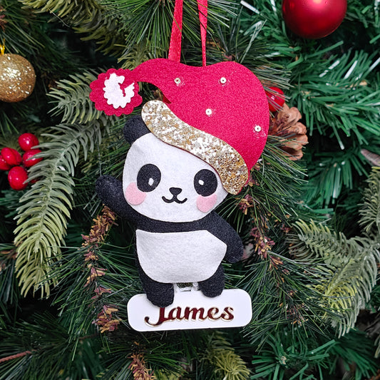 Frosty Panda Delight Felt Ornament