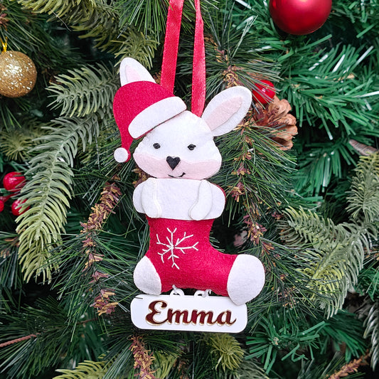 Jolly Bunny Stocking Felt Ornament