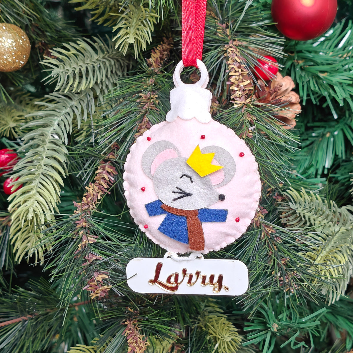 Festive Mouse Delight Felt Ornament