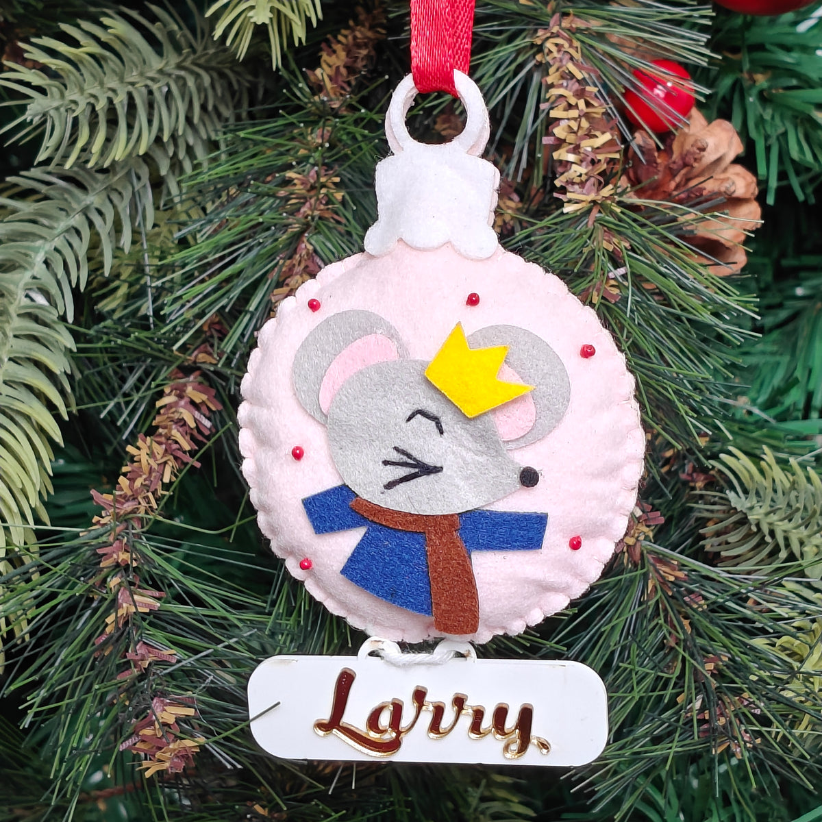 Festive Mouse Delight Felt Ornament