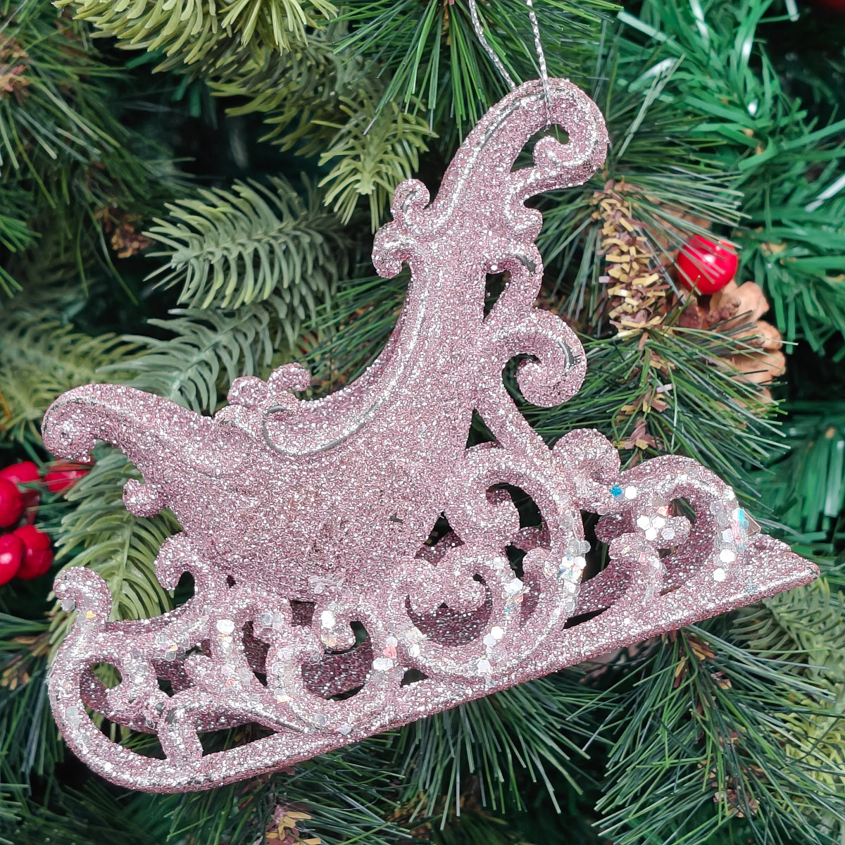 Blush Spark Sleigh Glitter Ornament