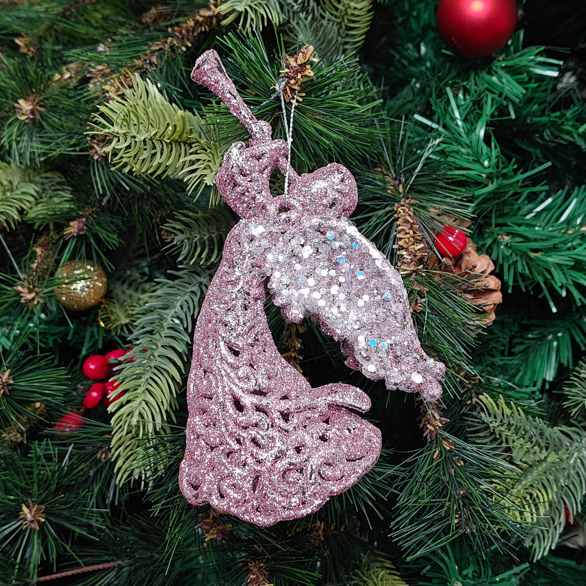 Blush Angel Glitter Ornament