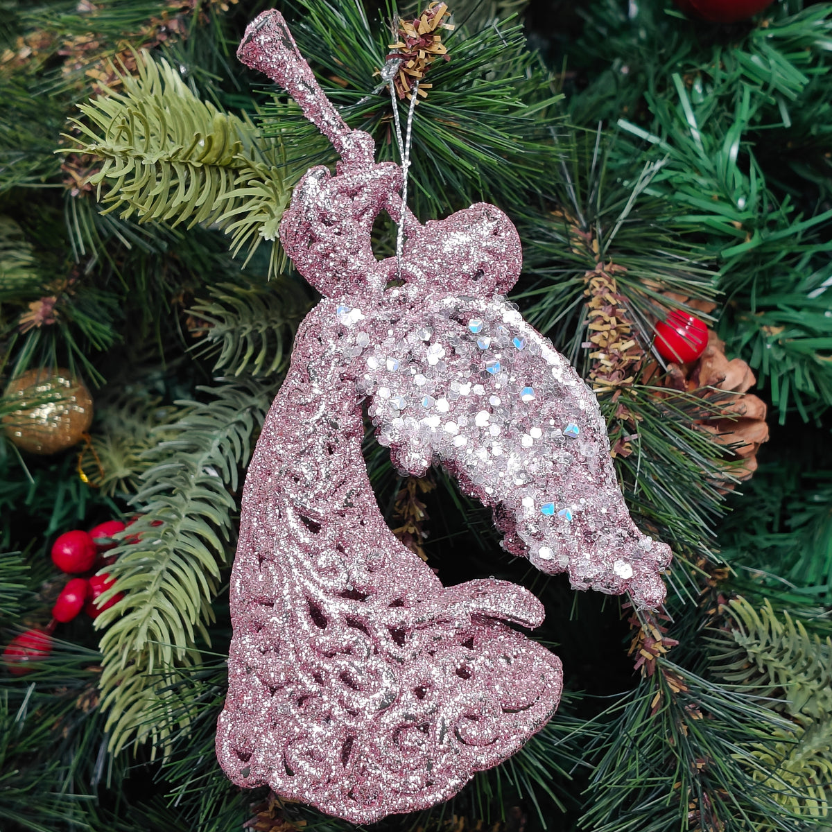Blush Angel Glitter Ornament